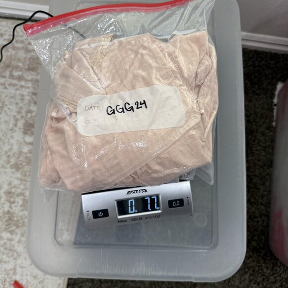 &merci Shirt Womens Large Beige Puff Sleeve Button-Up Collared Basic Polyester - Picture 9 of 9